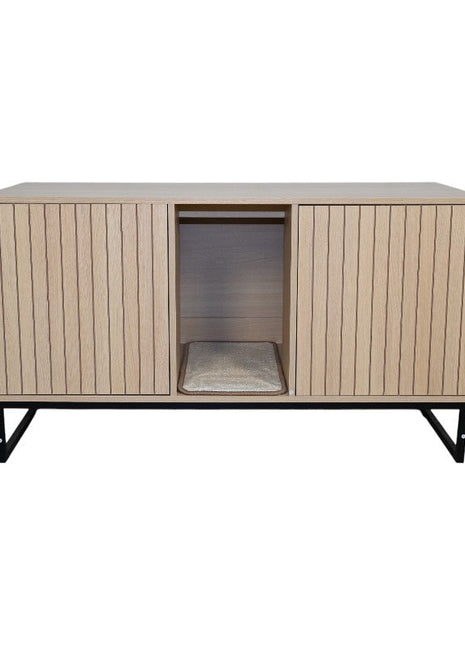 Modern Wooden Cat House with Scratching Mat - 47.64' x 21.46' x 25.98', 76.4 lbs