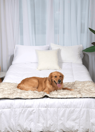 PupProtector™ Waterproof Bed Runner - White with Brown Accents