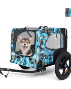 Outdoor Heavy Duty Collapsible Pet Bike Trailer with 16-Inch All-Terrain Wheels & Universal Hitch – Foldable Dog/Cargo Carrier Cart for Bicycles, blue+black - Pup List