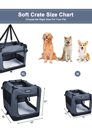 Jespet & GOOPAWS Indoor & Outdoor 3-Door Collapsible Soft-Sided Dog, Cat & Small Pet Crate - Pup List