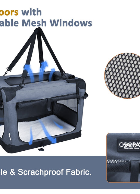 Jespet & GOOPAWS Indoor & Outdoor 3-Door Collapsible Soft-Sided Dog, Cat & Small Pet Crate - Pup List