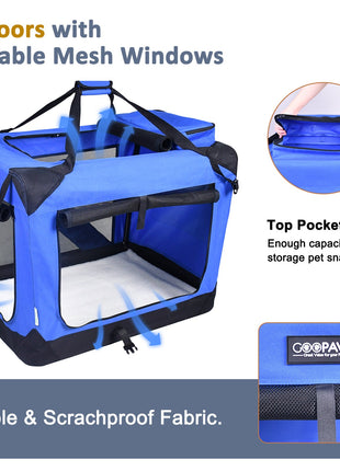 Jespet & GOOPAWS Indoor & Outdoor 3-Door Collapsible Soft-Sided Dog, Cat & Small Pet Crate - Pup List