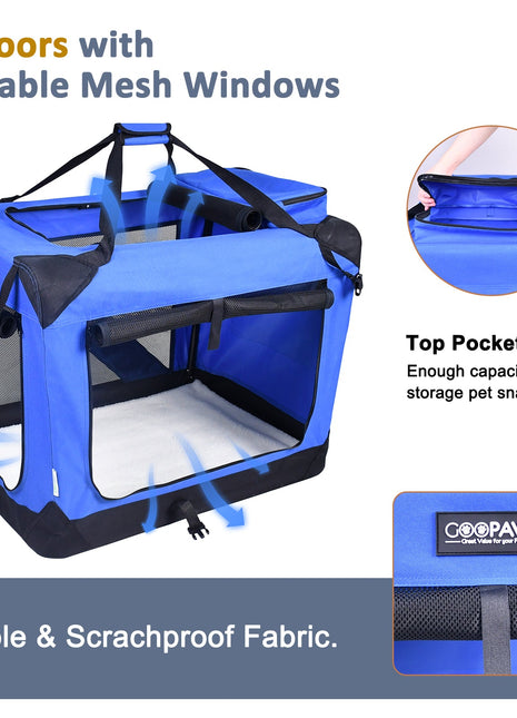 Jespet & GOOPAWS Indoor & Outdoor 3-Door Collapsible Soft-Sided Dog, Cat & Small Pet Crate - Pup List
