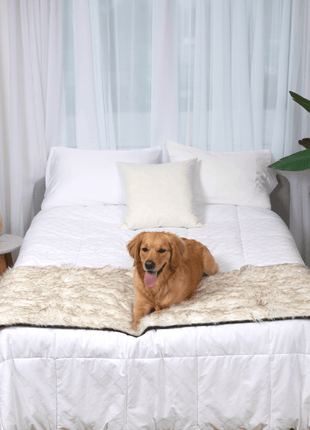PupProtector™ Waterproof Bed Runner - White with Brown Accents