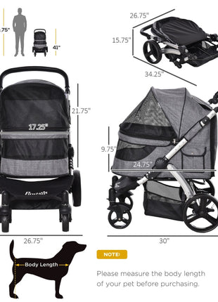 Travel Pet Stroller with Adjustable Handlebar