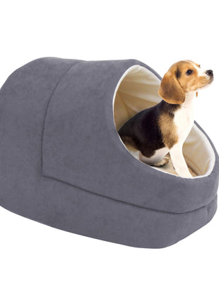 GOOPAWS Cave Covered Cat & Small Dog Warming Burrow Bed, Sage Green