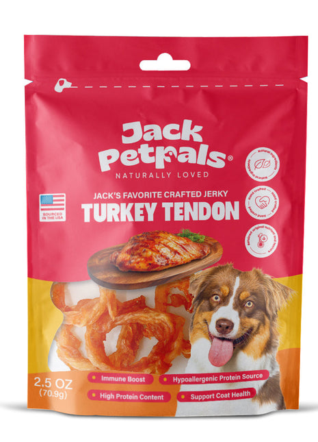 Jack PetPals Handcrafted Jerky Turkey Tendon Dog Treats (2.5oz)