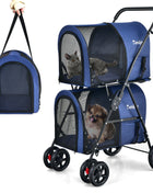 4-in-1 Double Pet Stroller with Detachable Carrier and Travel Carriage