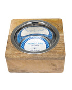 Country Living Elegant Stainless Steel Dog Bowl with Square Mango Wood Holder – 1 Quart