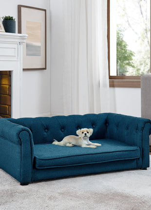 Elegant Rectangle Pet Bed, Durable Elevated Dog Sofa Bed, Comfortable Dog Couch, Blue Foam, 40'*23'*14'