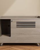 Gray Cat Litter Box Enclosure,Hidden Litter Box Furniture with top side fence,Wooden Pet House Side End Table, Storage Cabinet Bench for Living Room,,Bedroom, Fit Most of Litter Box