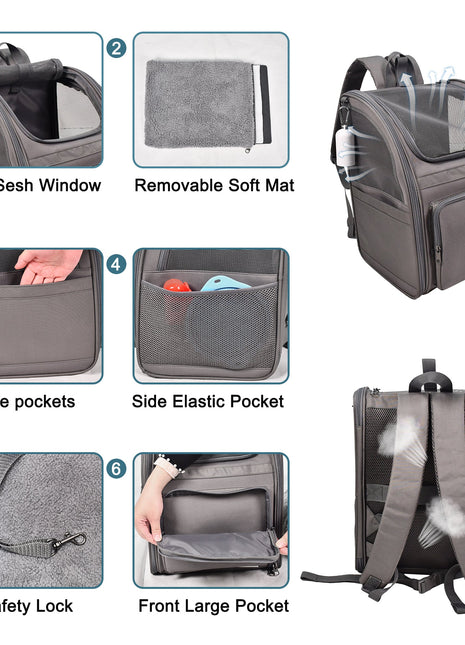 Jespet & GOOPAWS Pet Carrier Backpack, Collapsible With Breathable Mesh for Hiking Travel Camping