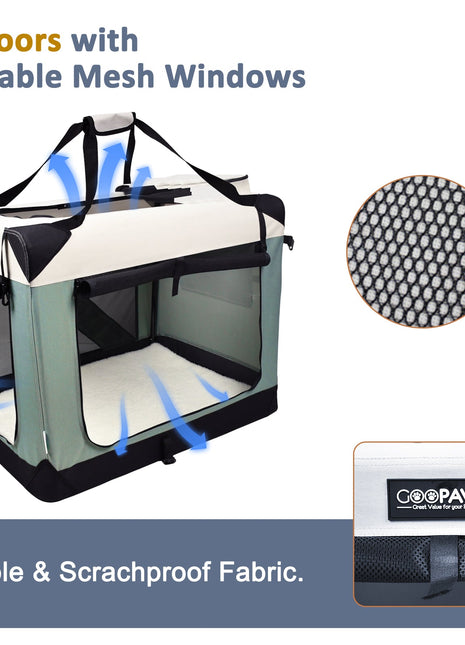 Jespet & GOOPAWS Indoor & Outdoor 3-Door Collapsible Soft-Sided Dog, Cat & Small Pet Crate - Pup List