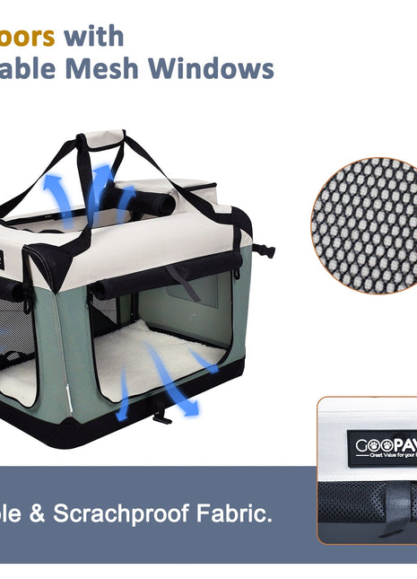 Jespet & GOOPAWS Indoor & Outdoor 3-Door Collapsible Soft-Sided Dog, Cat & Small Pet Crate - Pup List