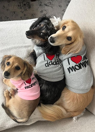 Parisian Pet 'I Love Daddy®' Lightweight Pet T-Shirt – Stylish Dog Clothing for Small Dogs & Cats, Gray