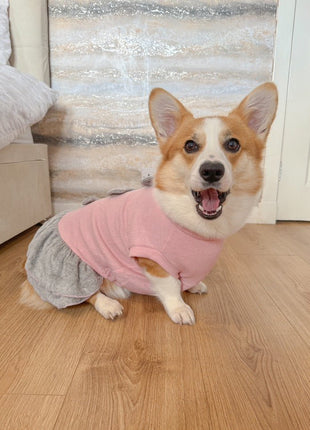 Parisian Pet 'Winter Bows Dress' Dog & Cat Shirt – Elegant Holiday Pet Dress – Pink & Grey-Valentine's Day