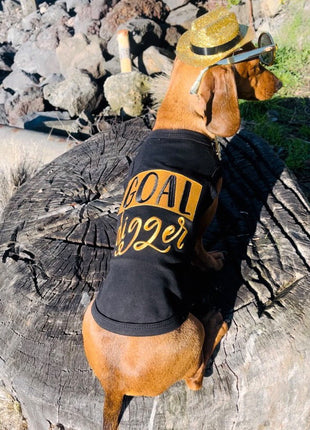 Parisian Pet 'Goal Digger' Motivational Dog Shirt – Trendy Black Embroidered Pet Apparel for Dogs & Cats