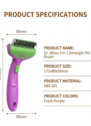 CalmCare Grooming Brush with One-Click Fur Release by Dr. Milou - Pup List