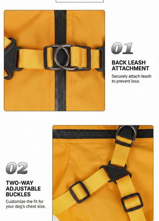 Milou & Lumi Dog Waterproof Reflective Jacket with Harness