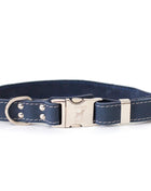 Bestseller Quick-Release Blue Jeans Leather Dog Collar with Metal Buckle