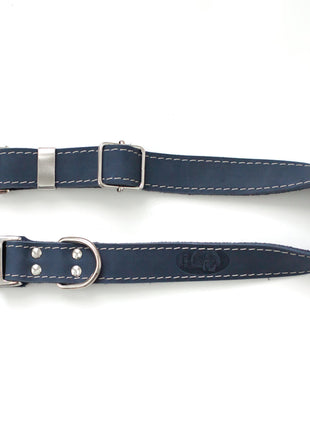 Bestseller Quick-Release Blue Jeans Leather Dog Collar with Metal Buckle