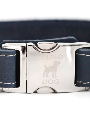 Bestseller Quick-Release Blue Jeans Leather Dog Collar with Metal Buckle