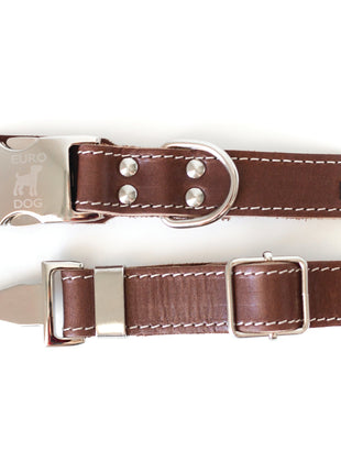 Bestseller Quick-Release Chocolate Leather Dog Collar with Metal Buckle