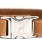 Bestseller Quick-Release Khaki Leather Dog Collar with Metal Buckle