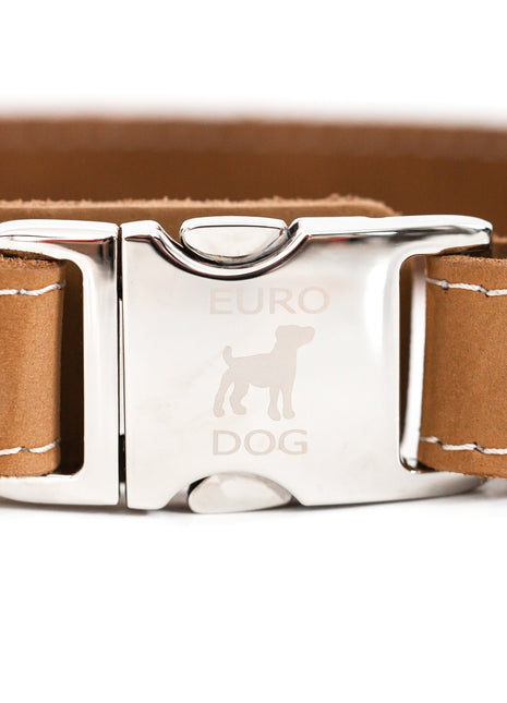 Bestseller Quick-Release Khaki Leather Dog Collar with Metal Buckle