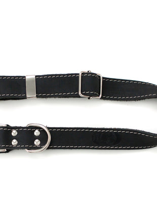 Bestseller Quick-Release Midnight Black Leather Dog Collar with Metal Buckle