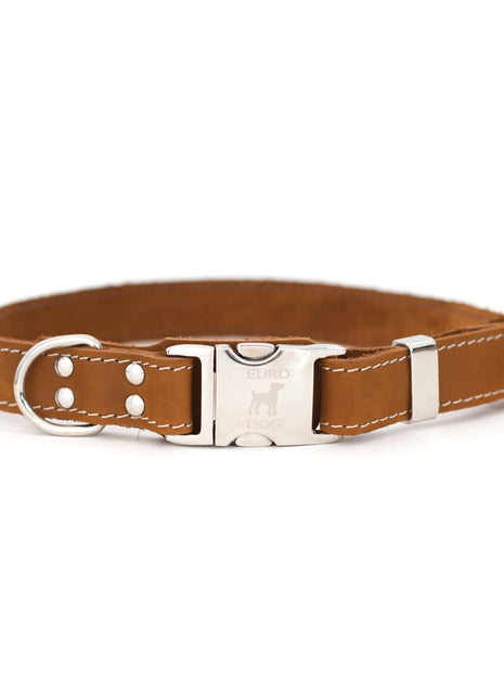 Bestseller Quick-Release Earth Brown Leather Dog Collar with Metal Buckle