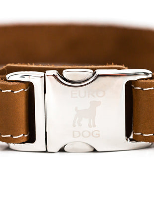 Bestseller Quick-Release Earth Brown Leather Dog Collar with Metal Buckle