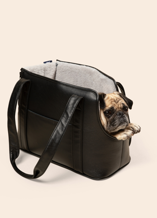 PupTote™ 3-in-1 Faux Leather Dog Carrier Bag - Black