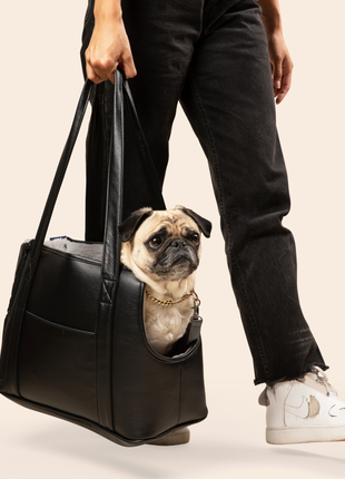 PupTote™ 3-in-1 Faux Leather Dog Carrier Bag - Black