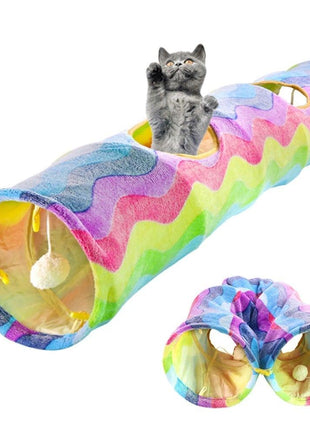 2/3/4/5 Holes Pet Cat Tunnel Toys Foldable Pet Cat Kitty Training Interactive Fun Toy For Cats Rabbit Animal Play Tunnel Tube For Cats Tunnels for Indoor Cats Cat Tube Collapsible 3 Way Pet Tunnel Great Toy for Cats