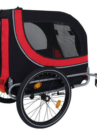 Large Folding Bike Trailer for Dogs – 66LB Capacity All-Terrain Pet Carrier, Durable Steel Frame for Cycling, Jogging, Camping & Outdoor Adventures, Black- Red