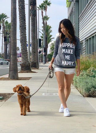 Puppies Make Me Happy Acid Wash Sweatshirt | Gifts for Dog Lovers - Pup List