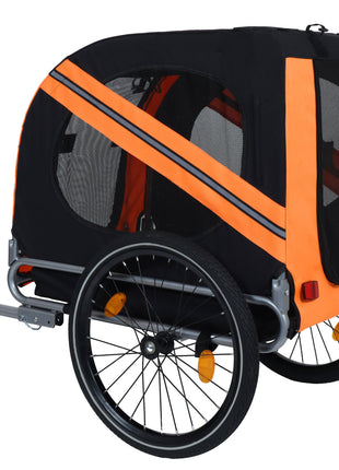 Large Folding Bike Trailer for Dogs – 66LB Capacity All-Terrain Pet Carrier, Durable Steel Frame for Cycling, Jogging, Camping & Outdoor Adventures, Black-Orange