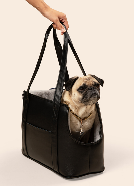 PupTote™ 3-in-1 Faux Leather Dog Carrier Bag - Black