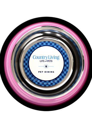 Country Living Set of 2 Ribbed Non-Slip Pet Bowls – Carnation Pink