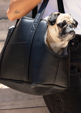 PupTote™ 3-in-1 Faux Leather Dog Carrier Bag - Black
