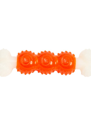 Country Living Bone-a-Treat Dog Chew Toy – Orange Bulged Balls & Green Spiral Ring