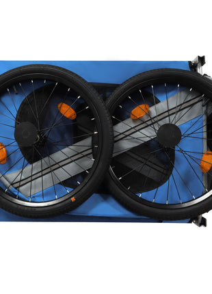 Large Folding Bike Trailer for Dogs – 66LB Capacity All-Terrain Pet Carrier, Durable Steel Frame for Cycling, Jogging, Camping & Outdoor Adventures, Blue-Gray