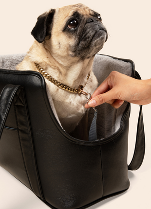 PupTote™ 3-in-1 Faux Leather Dog Carrier Bag - Black