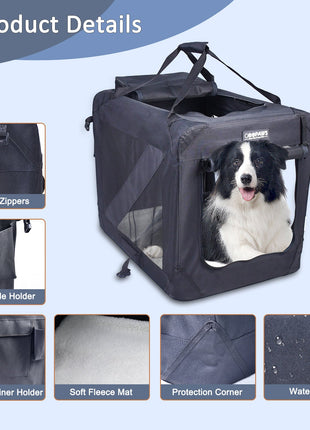 Jespet & GOOPAWS Indoor & Outdoor 3-Door Collapsible Soft-Sided Dog, Cat & Small Pet Crate - Pup List
