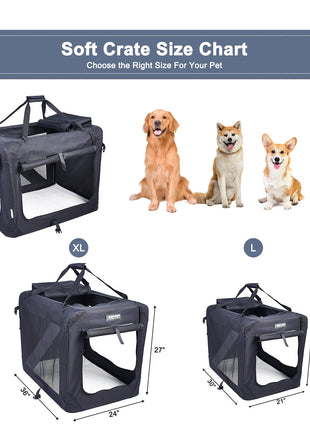 Jespet & GOOPAWS Indoor & Outdoor 3-Door Collapsible Soft-Sided Dog, Cat & Small Pet Crate - Pup List