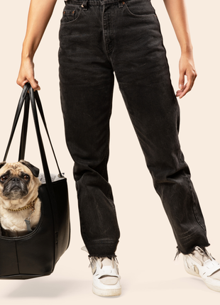 PupTote™ 3-in-1 Faux Leather Dog Carrier Bag - Black