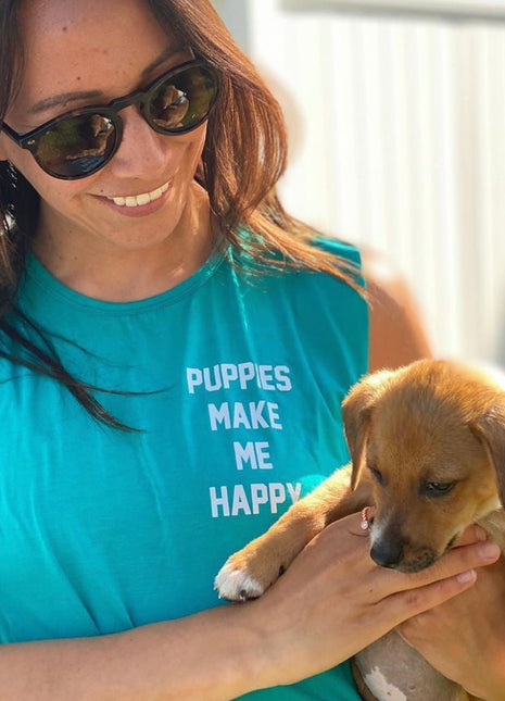 Puppies Make Me Happy Motto Crop Top | Present for Dog Lovers