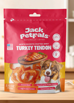 Jack PetPals Handcrafted Jerky Turkey Tendon Dog Treats (2.5oz)