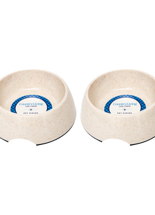 Country Living Set of 2 Natural Fiber Dog Bowls – White Swan